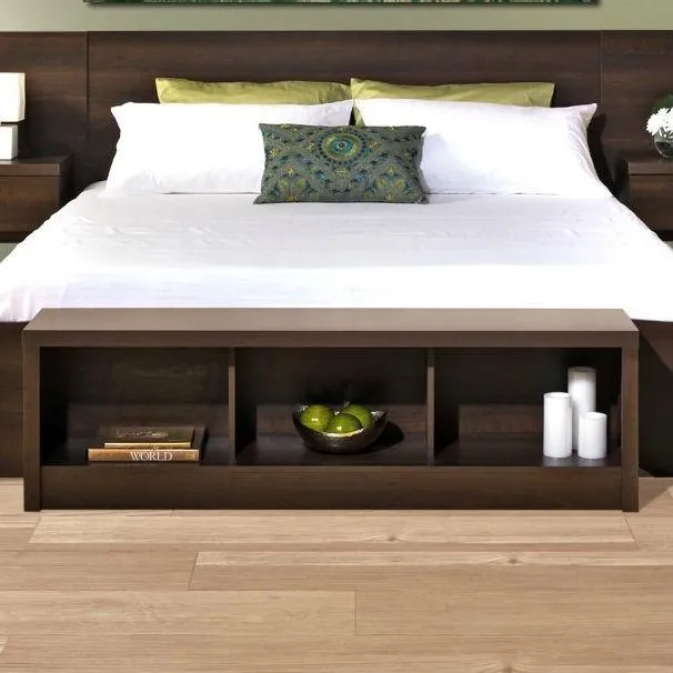 Bedroom Storage Bench Footboard in Espresso Wood Finish