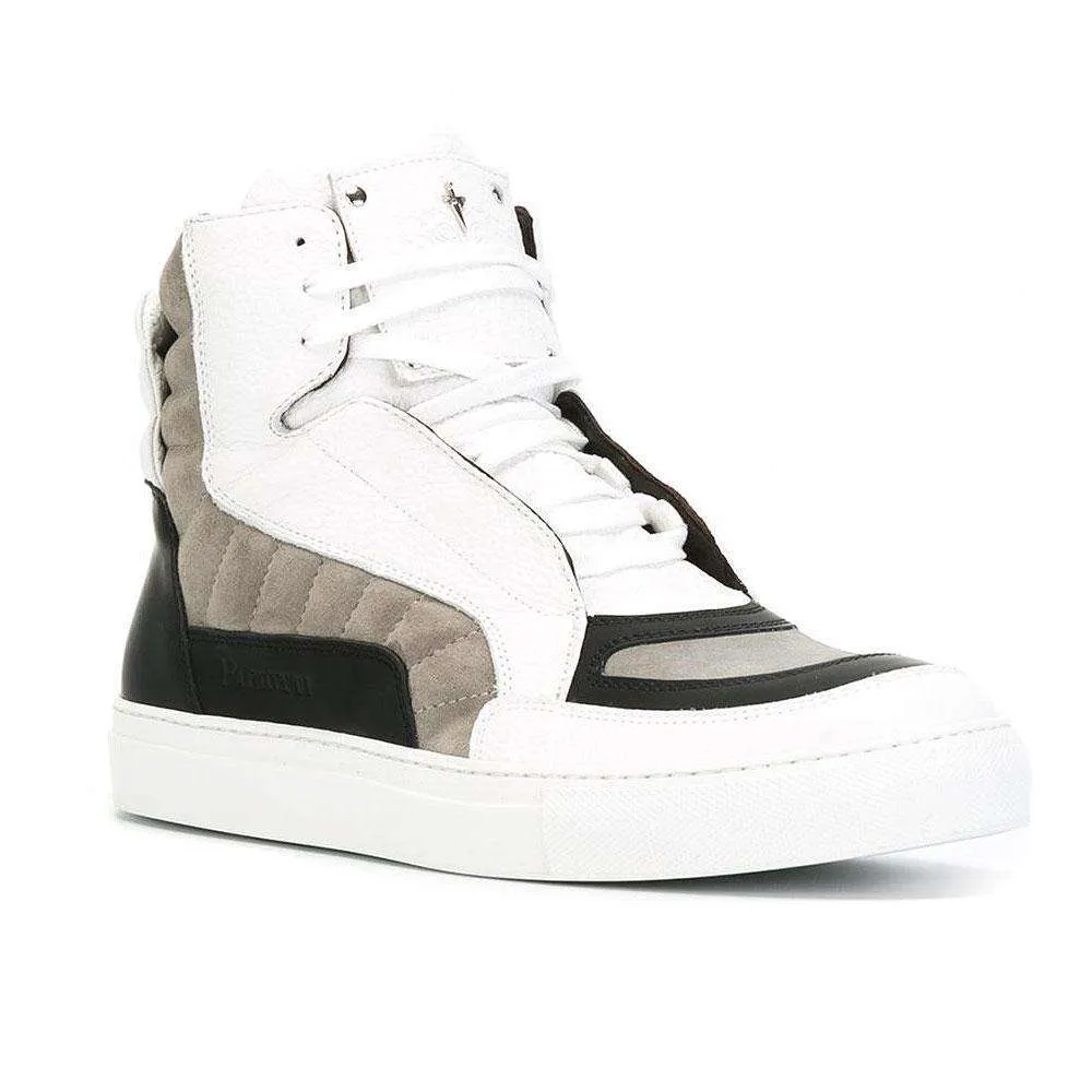 Cesare Paciotti Luxury Italian Men's Designer Shoes Granello Ice Gomm White Sneakers (CPM5006)