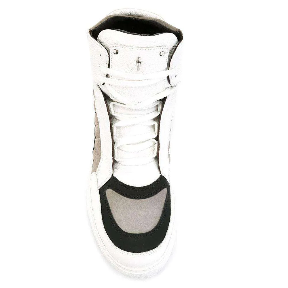 Cesare Paciotti Luxury Italian Men's Designer Shoes Granello Ice Gomm White Sneakers (CPM5006)