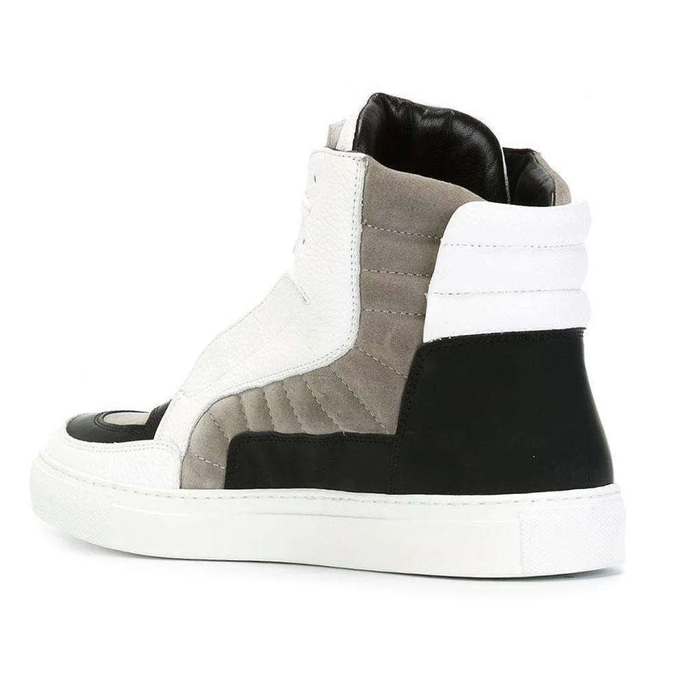 Cesare Paciotti Luxury Italian Men's Designer Shoes Granello Ice Gomm White Sneakers (CPM5006)