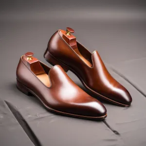 Dark Brown Leather Boreas Minimalist Loafers