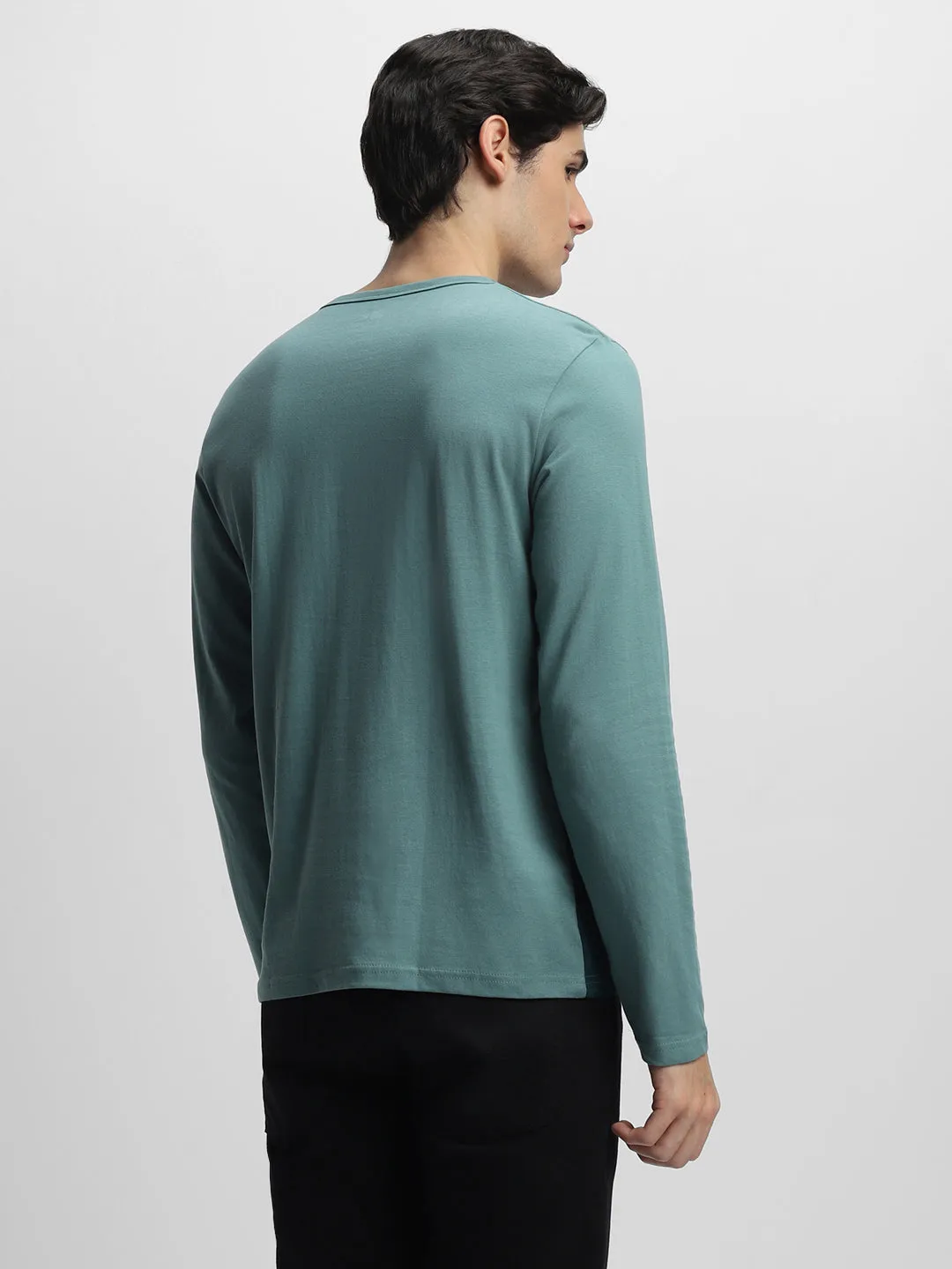 Dennis Lingo Colourblocked Henley Neck Pure Cotton T-Shirt