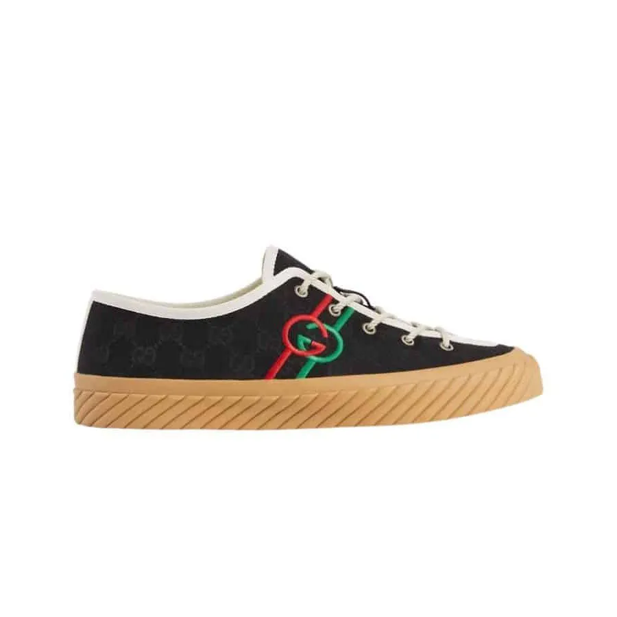 Gucci 703032 FAA5A 1182 Men's Shoes Black Canvas Interlocking G Trainer Sneakers (GGM1738)