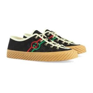 Gucci 703032 FAA5A 1182 Men's Shoes Black Canvas Interlocking G Trainer Sneakers (GGM1738)