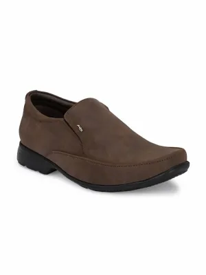 Hitz Men's Brown Fabrick Made Slip-On Comfort Casual Shoes