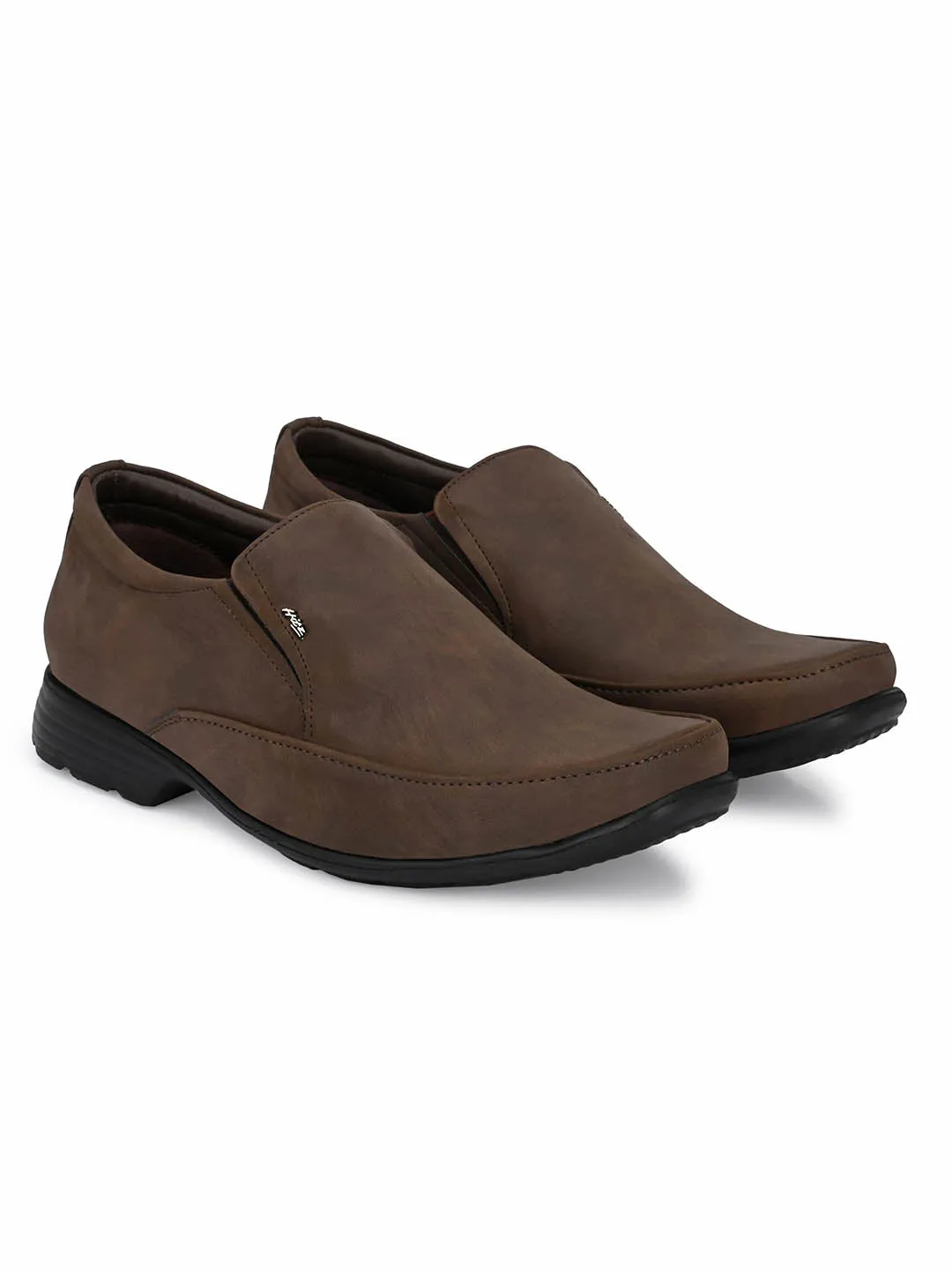 Hitz Men's Brown Fabrick Made Slip-On Comfort Casual Shoes