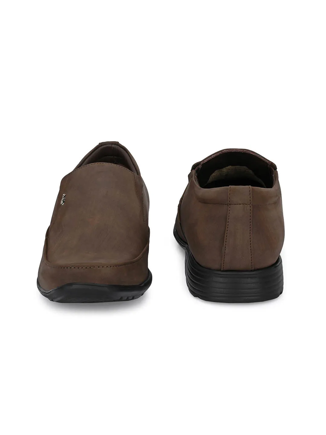 Hitz Men's Brown Fabrick Made Slip-On Comfort Casual Shoes