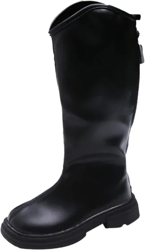 Leather Soft Long Boots For Childrens Boys Girls Kids aterproof Sole Non Slip ow Heel Shoes Outdoor Comfy Fashion