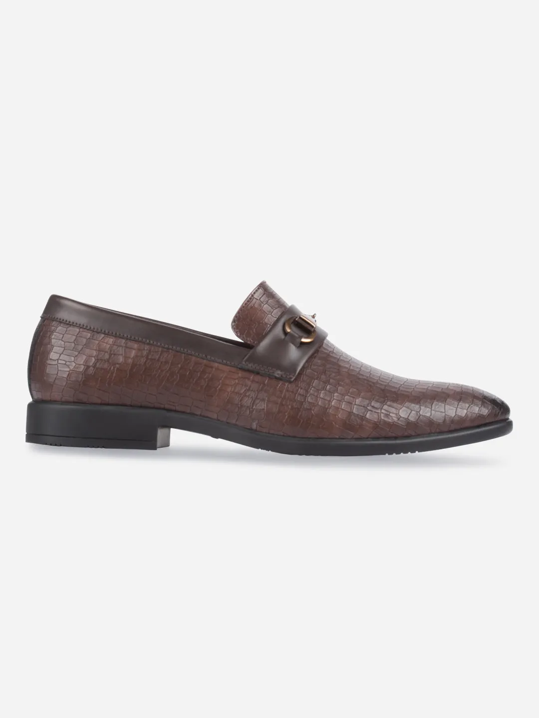 Men's Brown Fashion Buckle Slip On (IX1084)