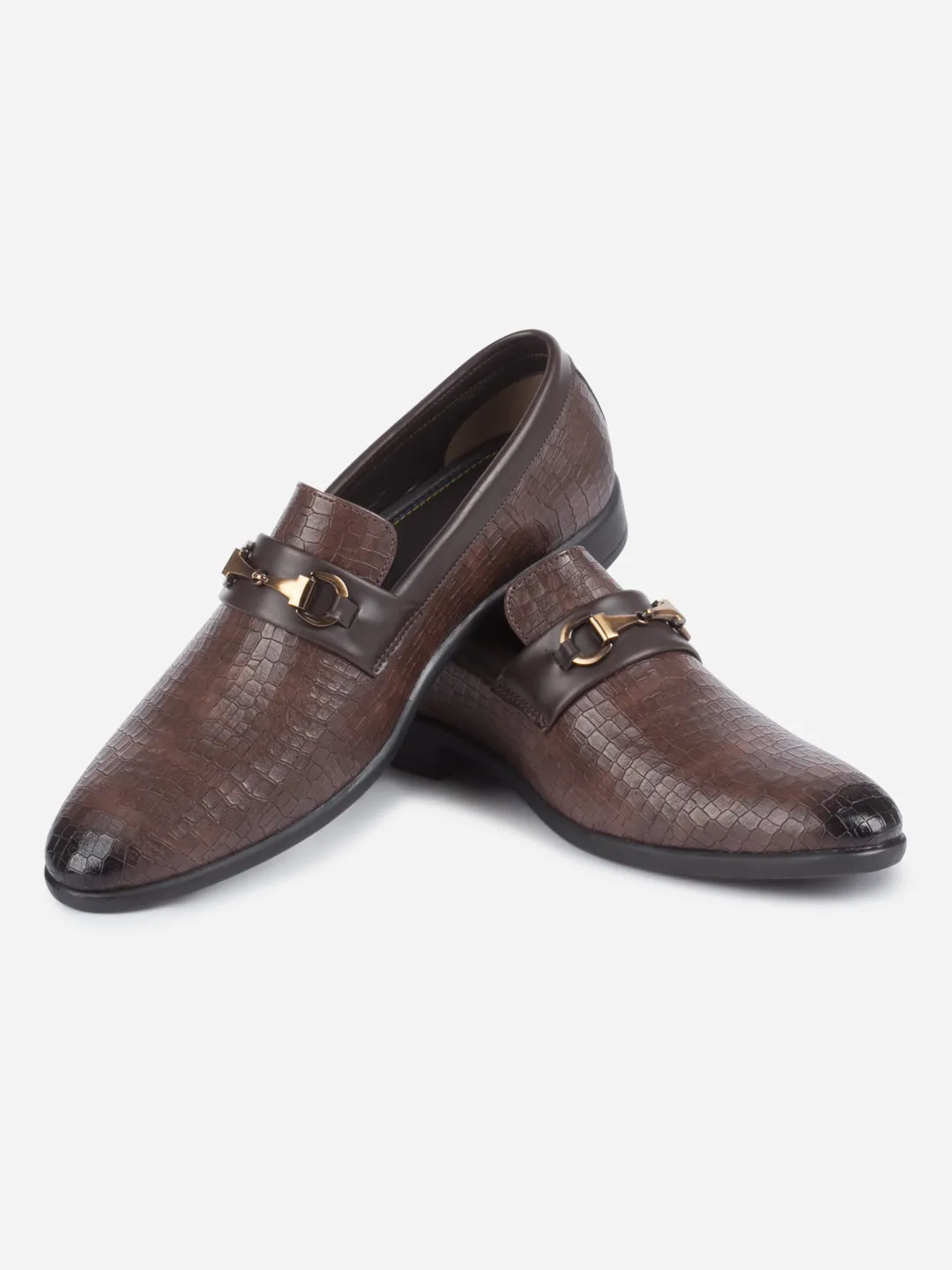 Men's Brown Fashion Buckle Slip On (IX1084)