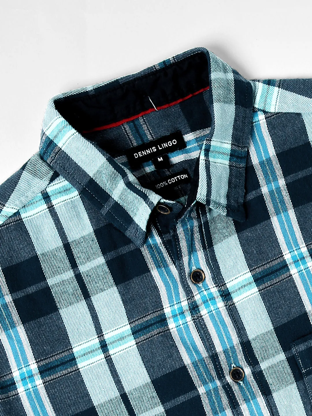 Men's Button Down Collar Slim Fit Washed Blue Denim Shirt