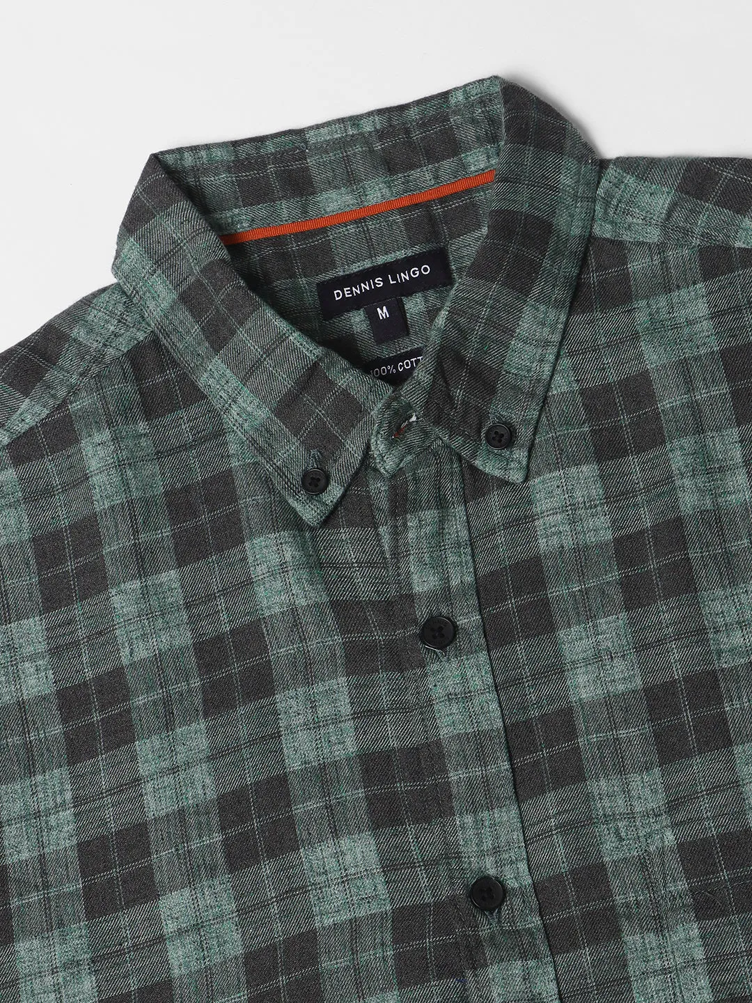 Men's Checked Spread Collar Slim Fit Cotton Casual Shirt