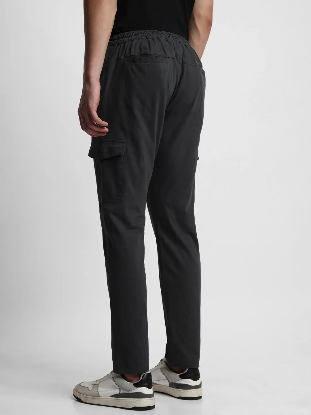 Men's Grey Slim Fit Cargos Trousers