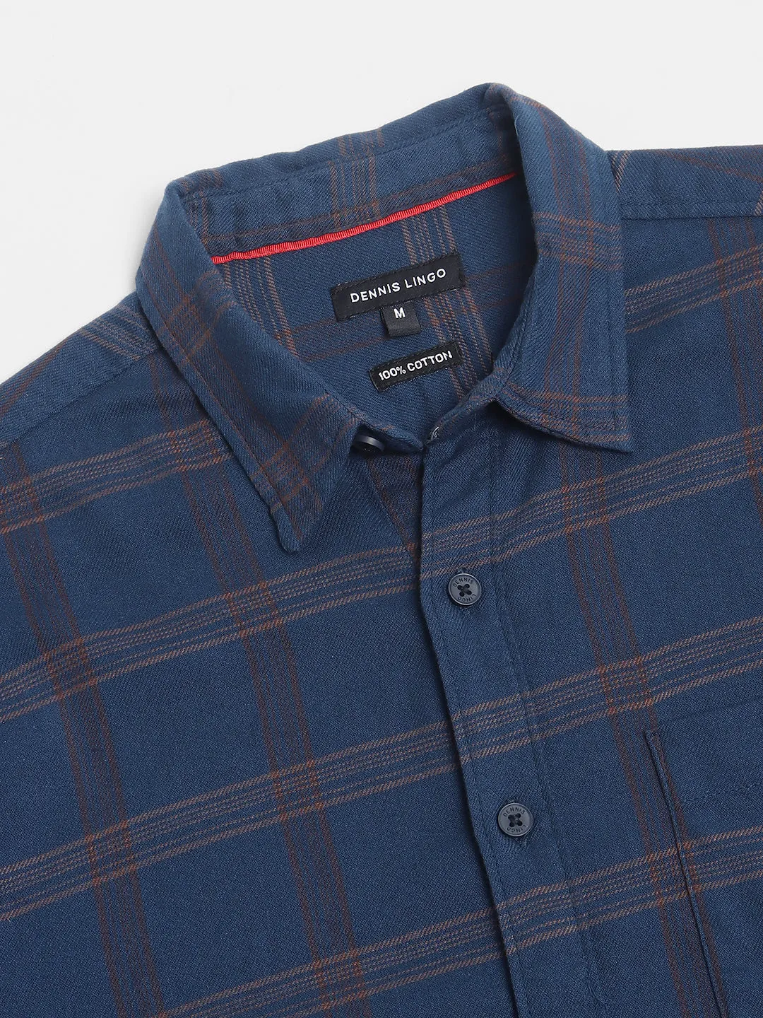 Men's Navy Blue Slim Fit Opaque Checked Casual Shirt