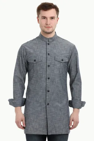 Men's Nehru Collar Short Denim Kurta