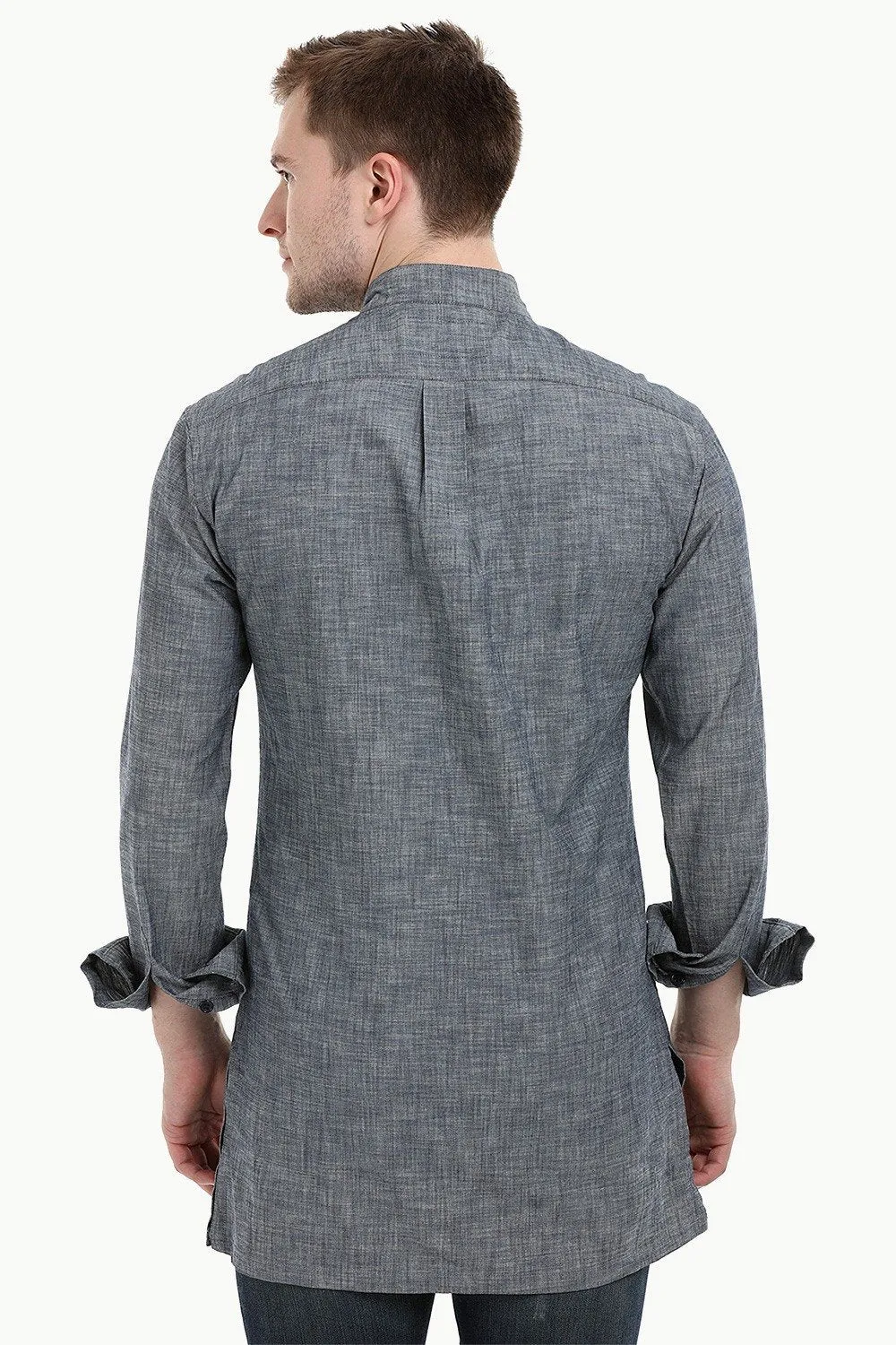 Men's Nehru Collar Short Denim Kurta
