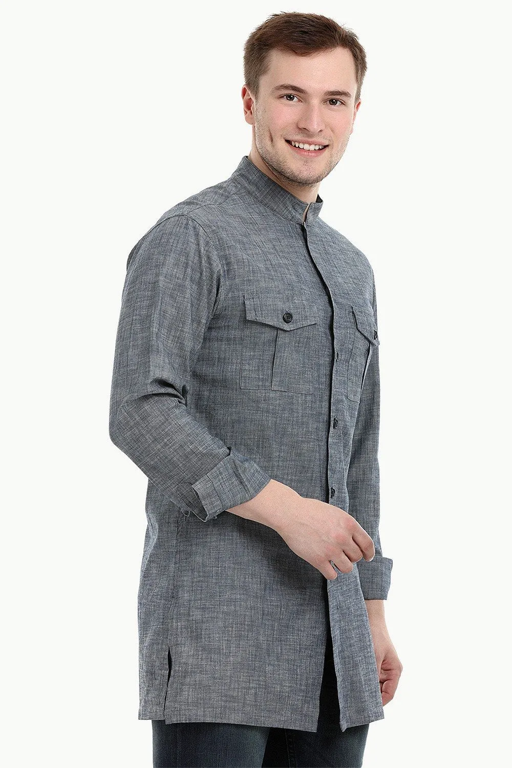 Men's Nehru Collar Short Denim Kurta