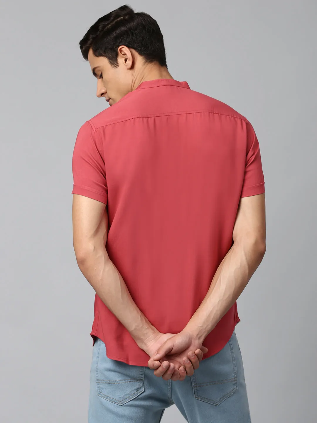 Men's Pink Slim Fit  Casual Shirt