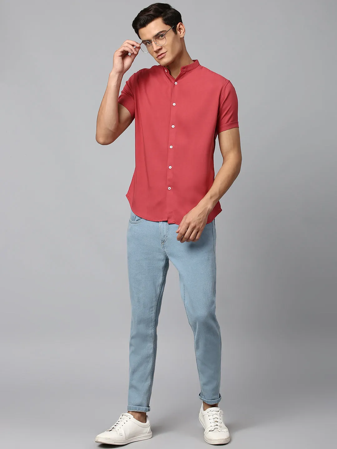 Men's Pink Slim Fit  Casual Shirt