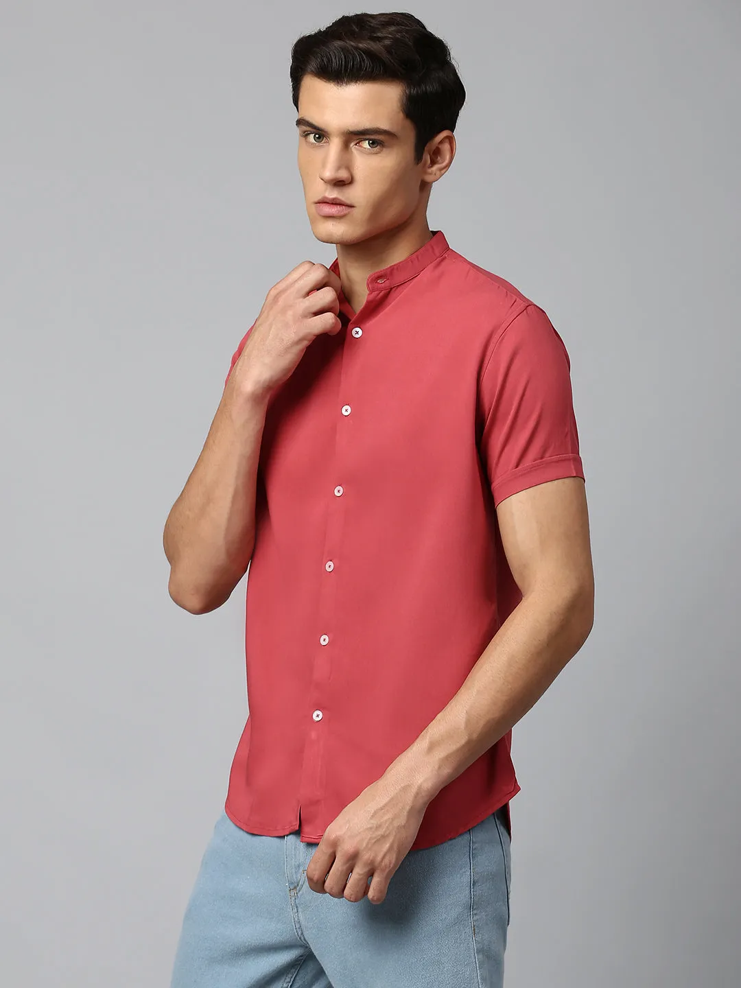 Men's Pink Slim Fit  Casual Shirt