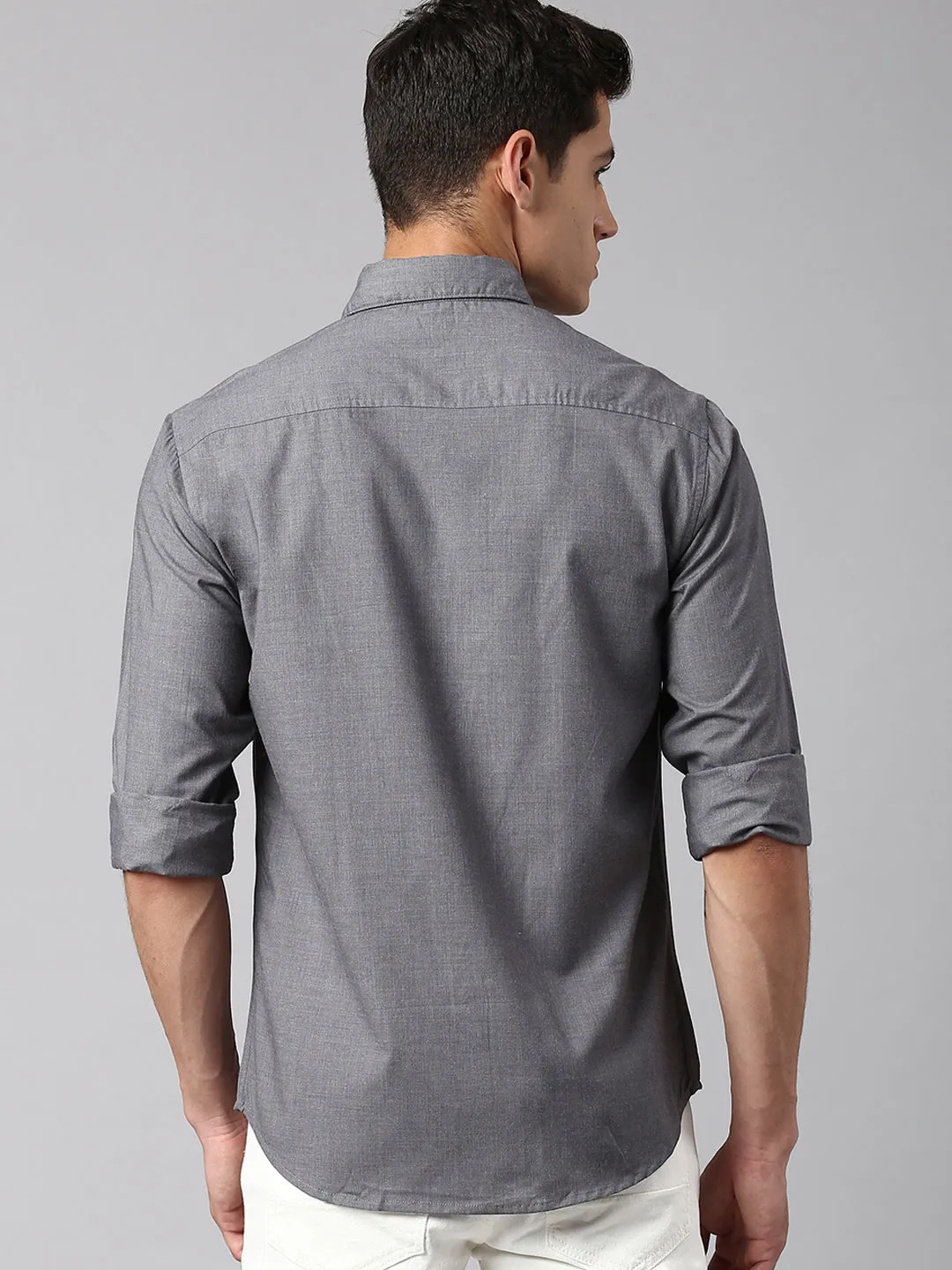 Men's Regular Collar Slim Fit Checks Ochre Casual Shirt