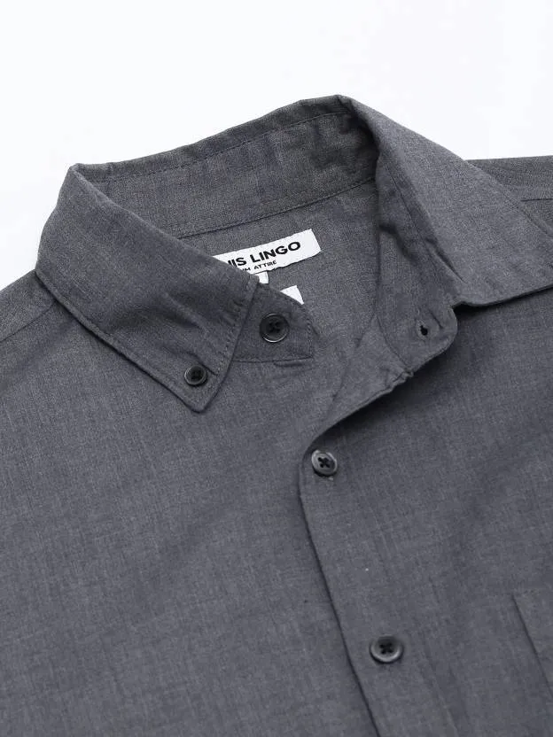 Men's Regular Collar Slim Fit Checks Ochre Casual Shirt