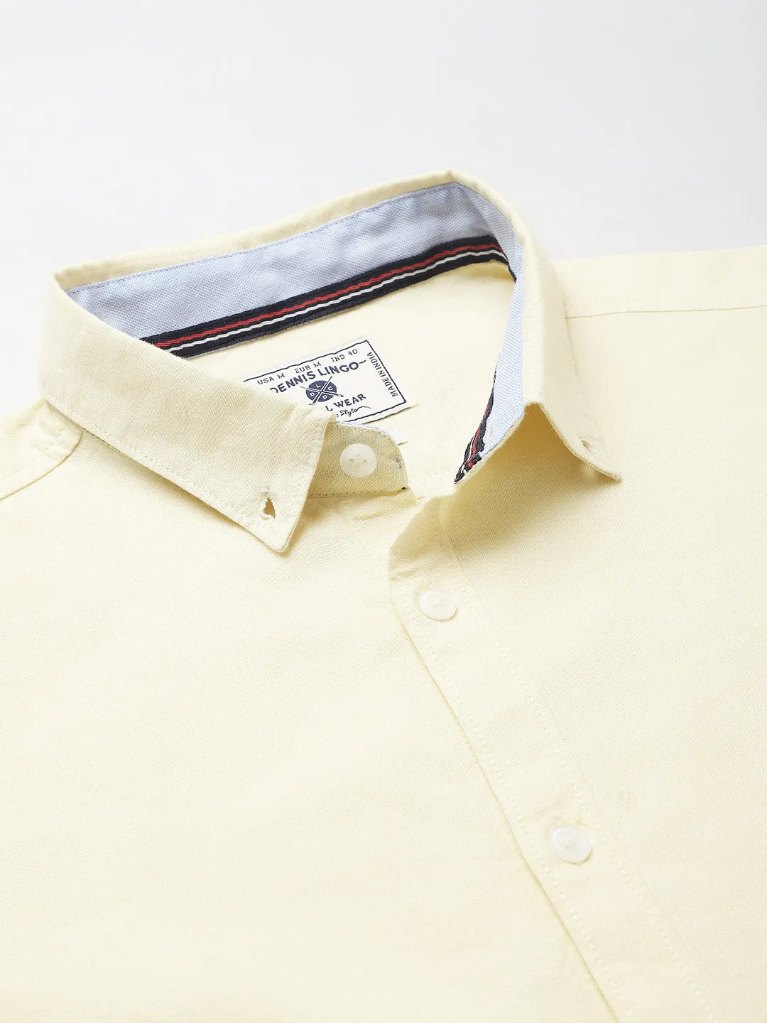 Men's Solid Lemon Slim Fit Cotton Casual Shirt