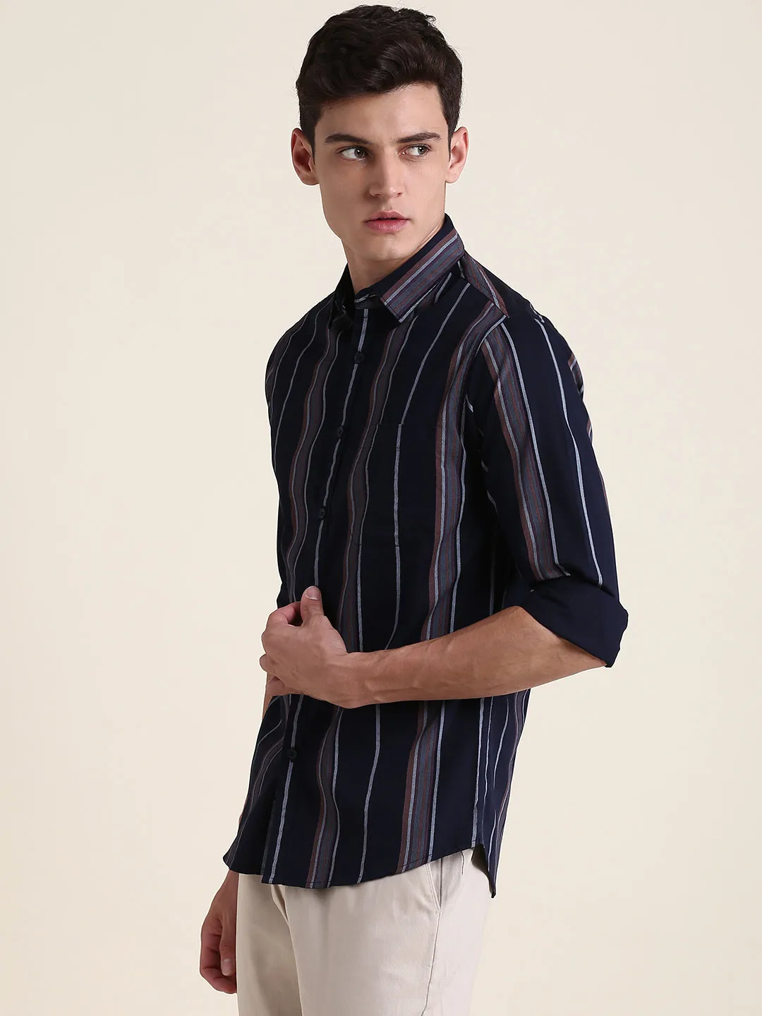 Men's Striped Slim Fit Casual Shirt