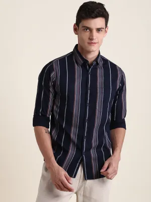 Men's Striped Slim Fit Casual Shirt