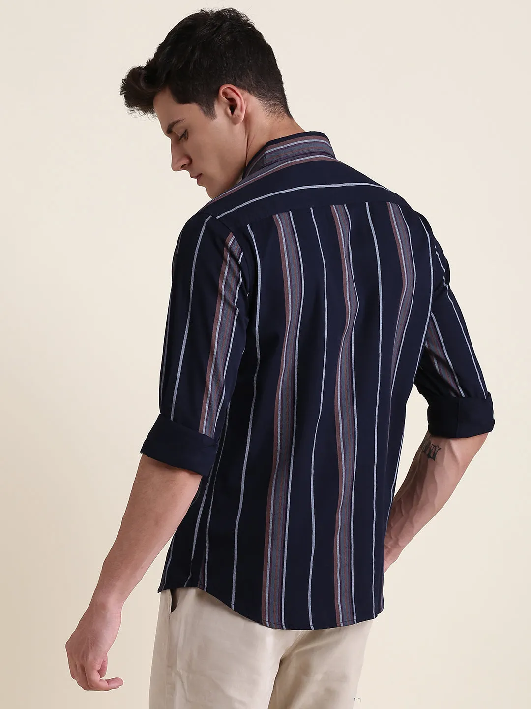 Men's Striped Slim Fit Casual Shirt