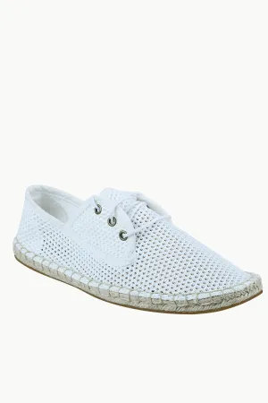 Men's White Mesh Lace-Up Basque Espadrilles
