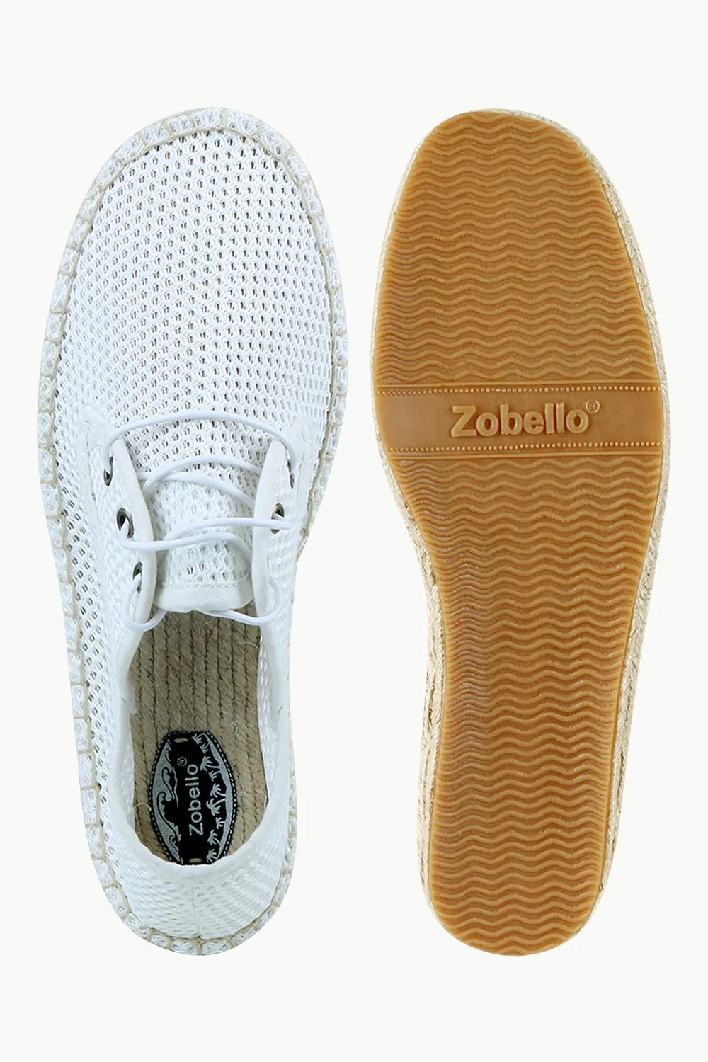 Men's White Mesh Lace-Up Basque Espadrilles