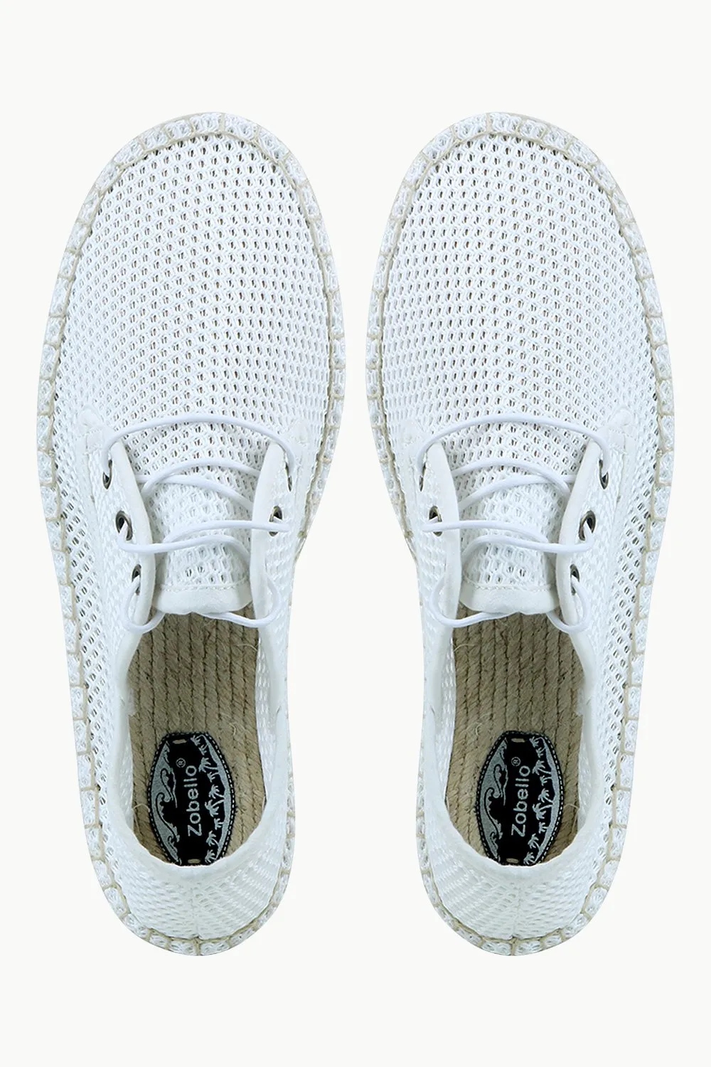 Men's White Mesh Lace-Up Basque Espadrilles