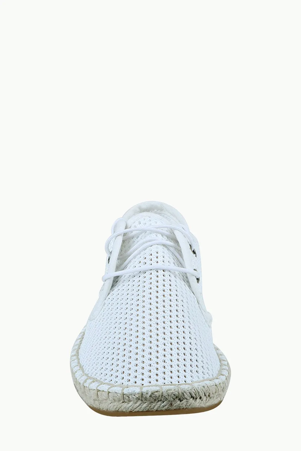 Men's White Mesh Lace-Up Basque Espadrilles