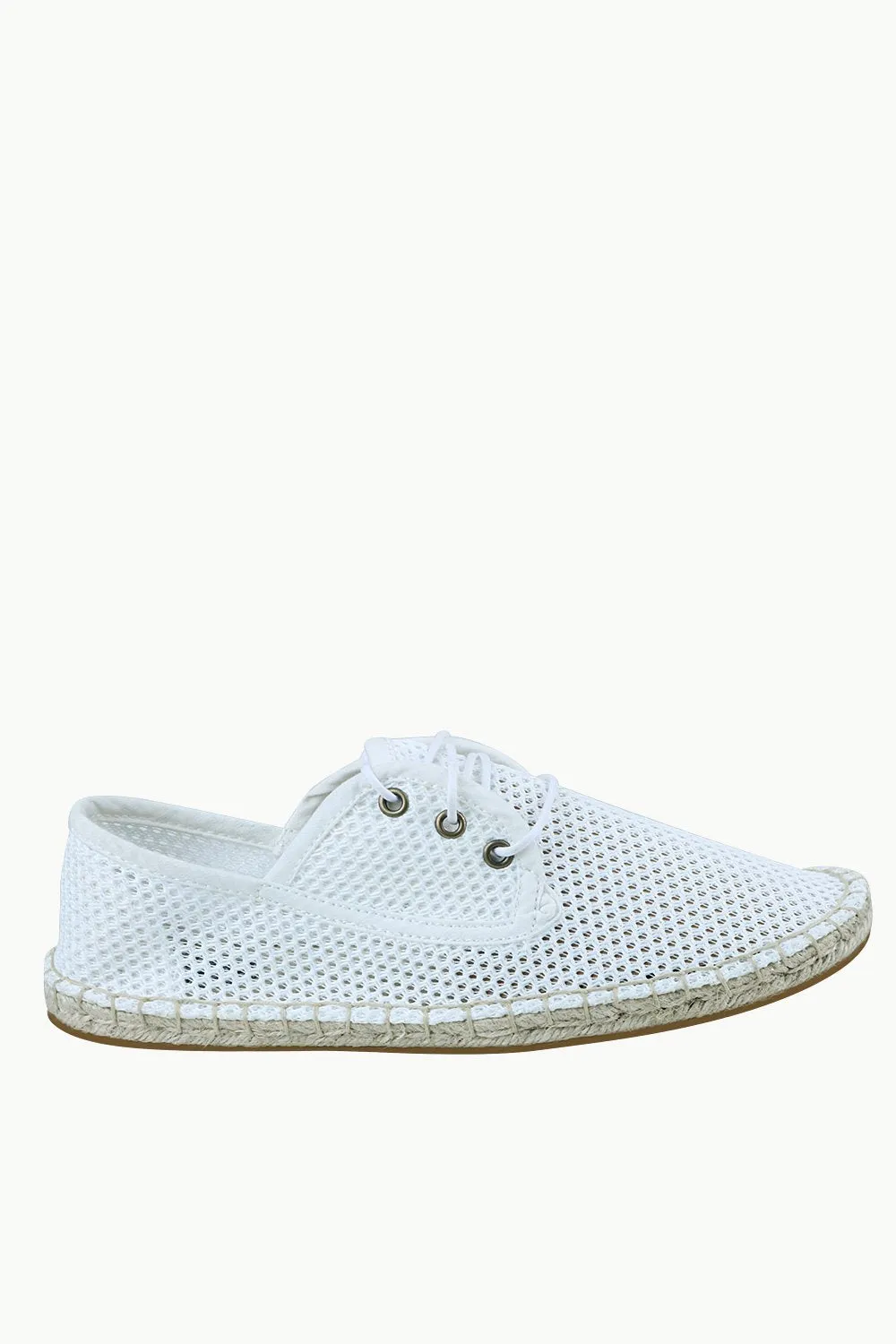 Men's White Mesh Lace-Up Basque Espadrilles