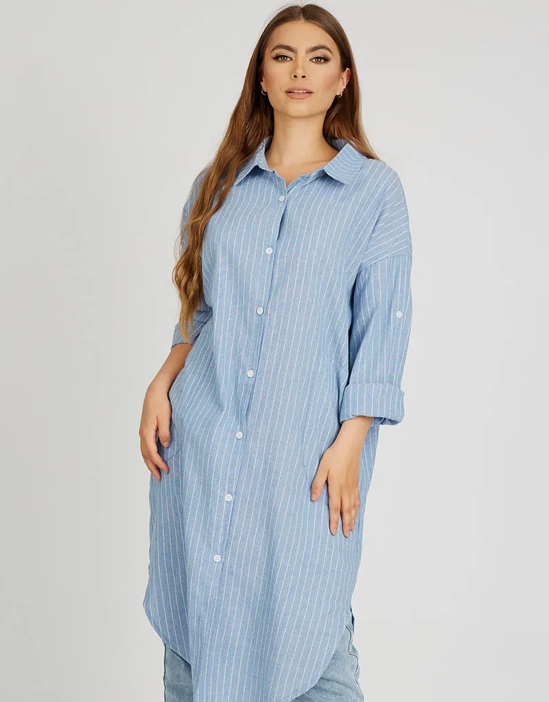 Stripe Linen Long Shirt