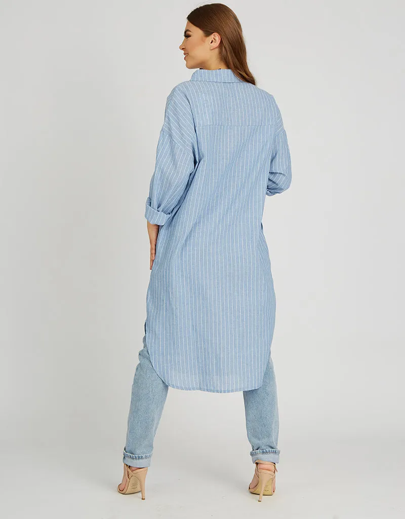 Stripe Linen Long Shirt