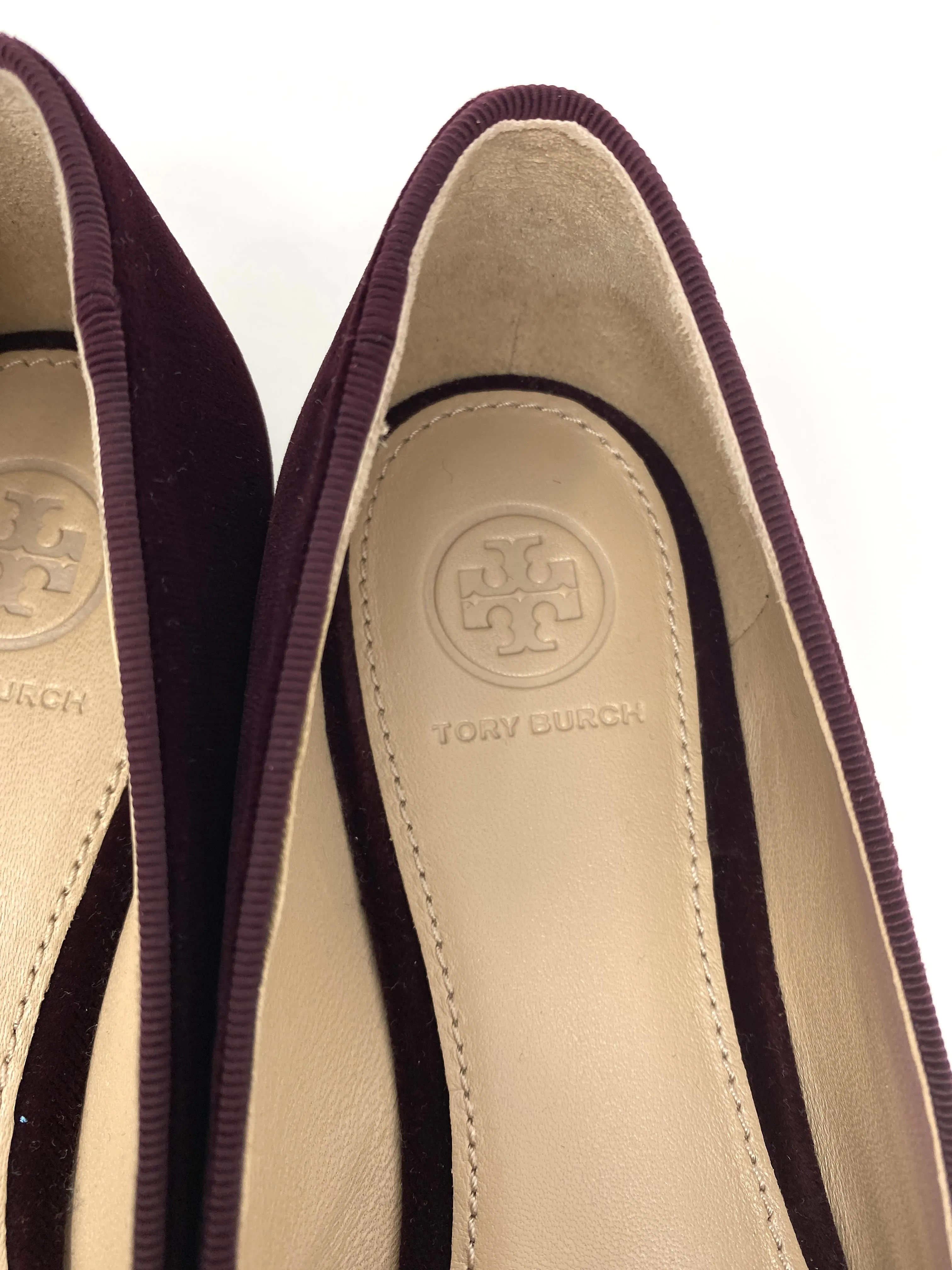 TORY BURCH EMBROIDERED SUEDE LOAFERS - SIZE 7 (US) / 38 (EU)