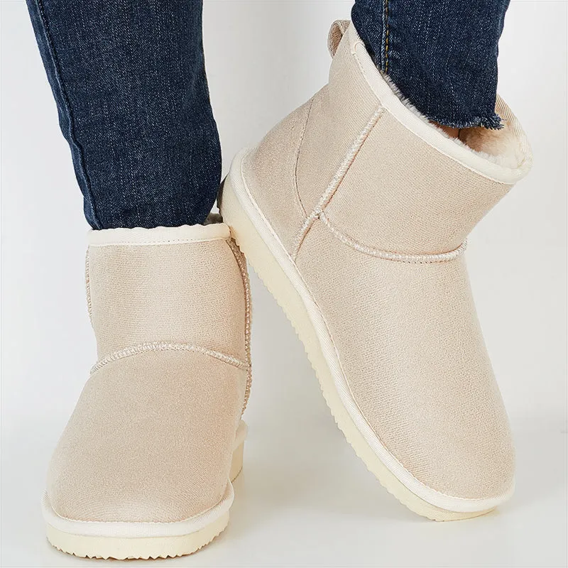 Warm Fur Lining Short Ankle Snow Boots Slip on Booties