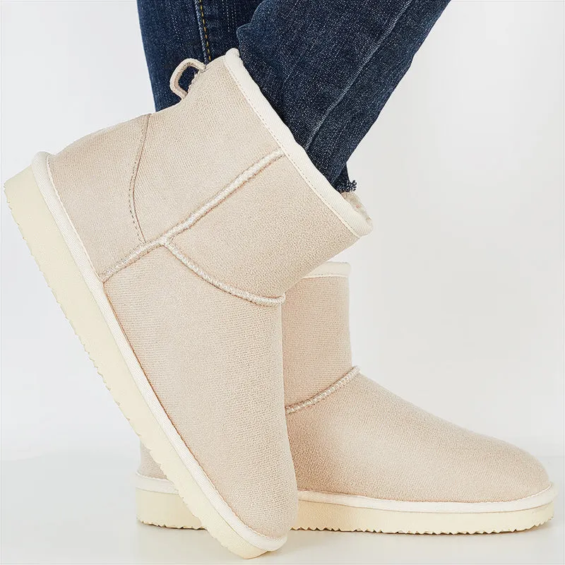 Warm Fur Lining Short Ankle Snow Boots Slip on Booties