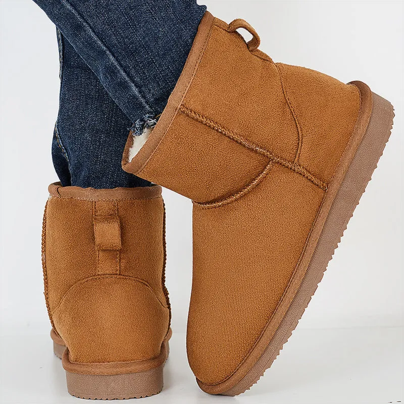 Warm Fur Lining Short Ankle Snow Boots Slip on Booties