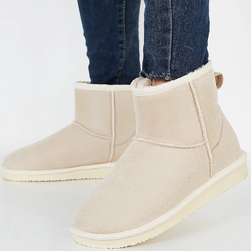 Warm Fur Lining Short Ankle Snow Boots Slip on Booties