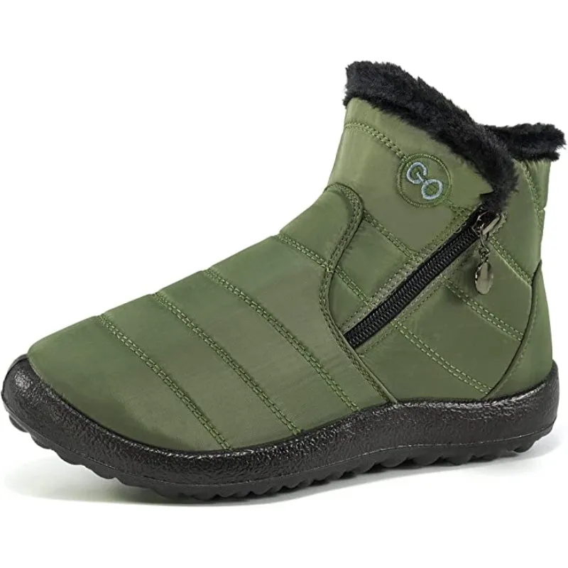 Womens Winter Snow Boots Fur Lined Warm Ankle Boots Zipper Waterproof Outdoor Booties Comfortable Shoes for Women
