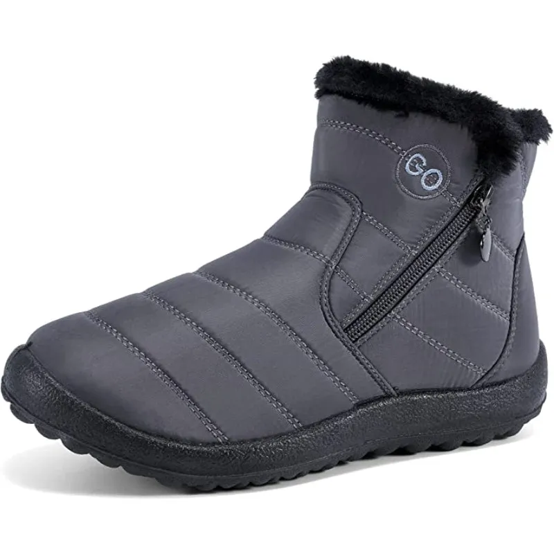 Womens Winter Snow Boots Fur Lined Warm Ankle Boots Zipper Waterproof Outdoor Booties Comfortable Shoes for Women
