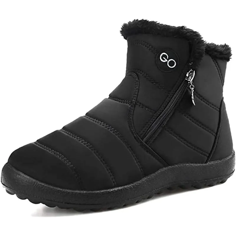 Womens Winter Snow Boots Fur Lined Warm Ankle Boots Zipper Waterproof Outdoor Booties Comfortable Shoes for Women