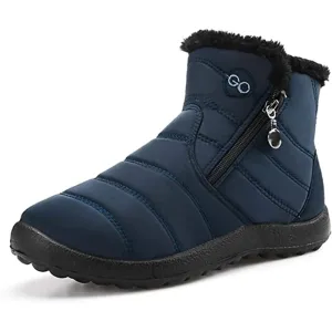 Womens Winter Snow Boots Fur Lined Warm Ankle Boots Zipper Waterproof Outdoor Booties Comfortable Shoes for Women